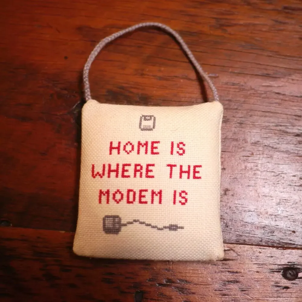 Home Is Where The Modem Is Sm Embroidered Pillow Desk Decoration Xmas Ornament